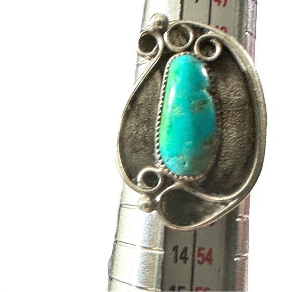 Robert Deutsawe Zuni Sterling Silver Turquoise Pendant Necklace & Cocktail Ring - Picture 15 of 16